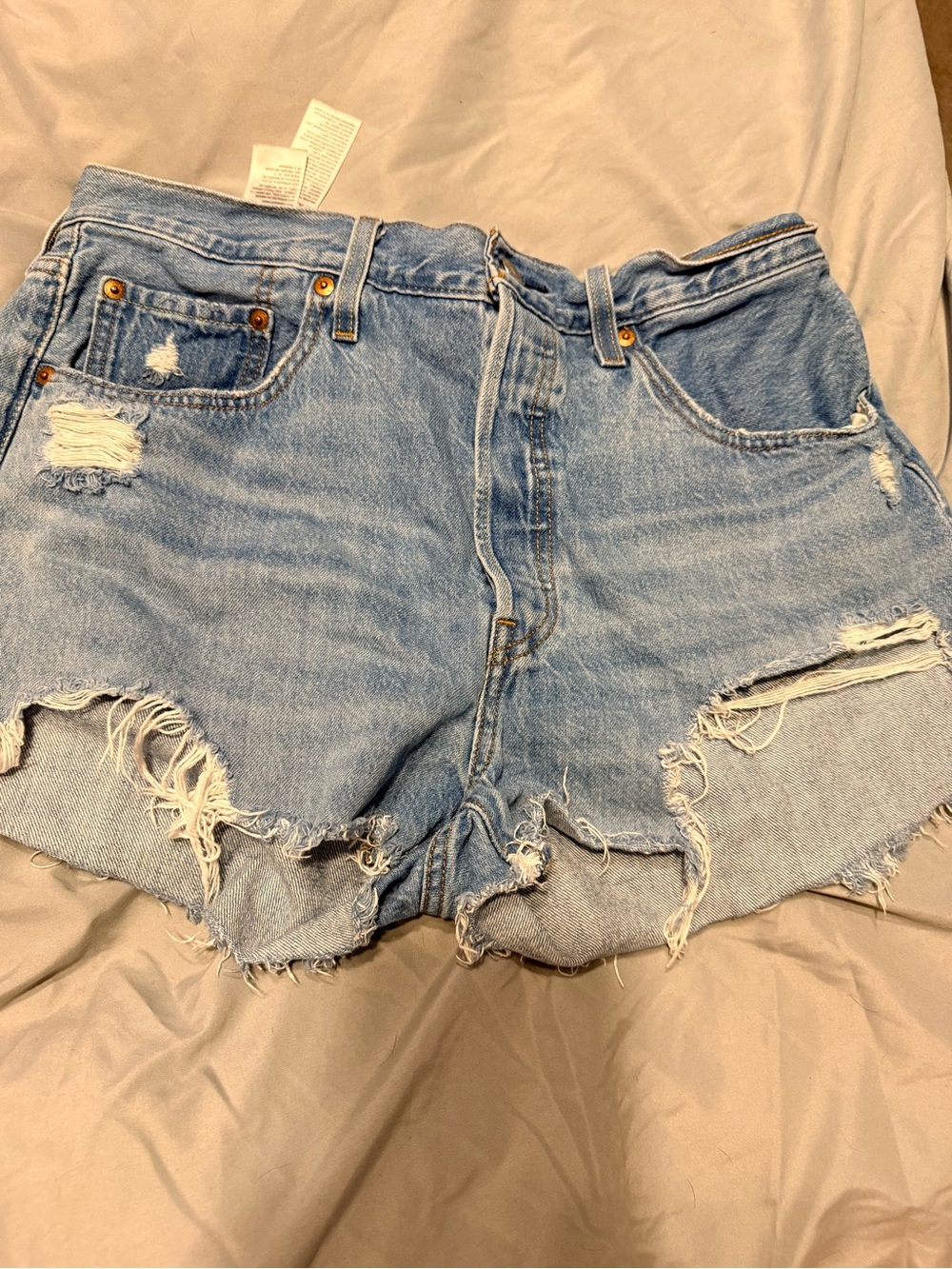 Levi's Light Blue Distressed Denim Cutoff Shorts